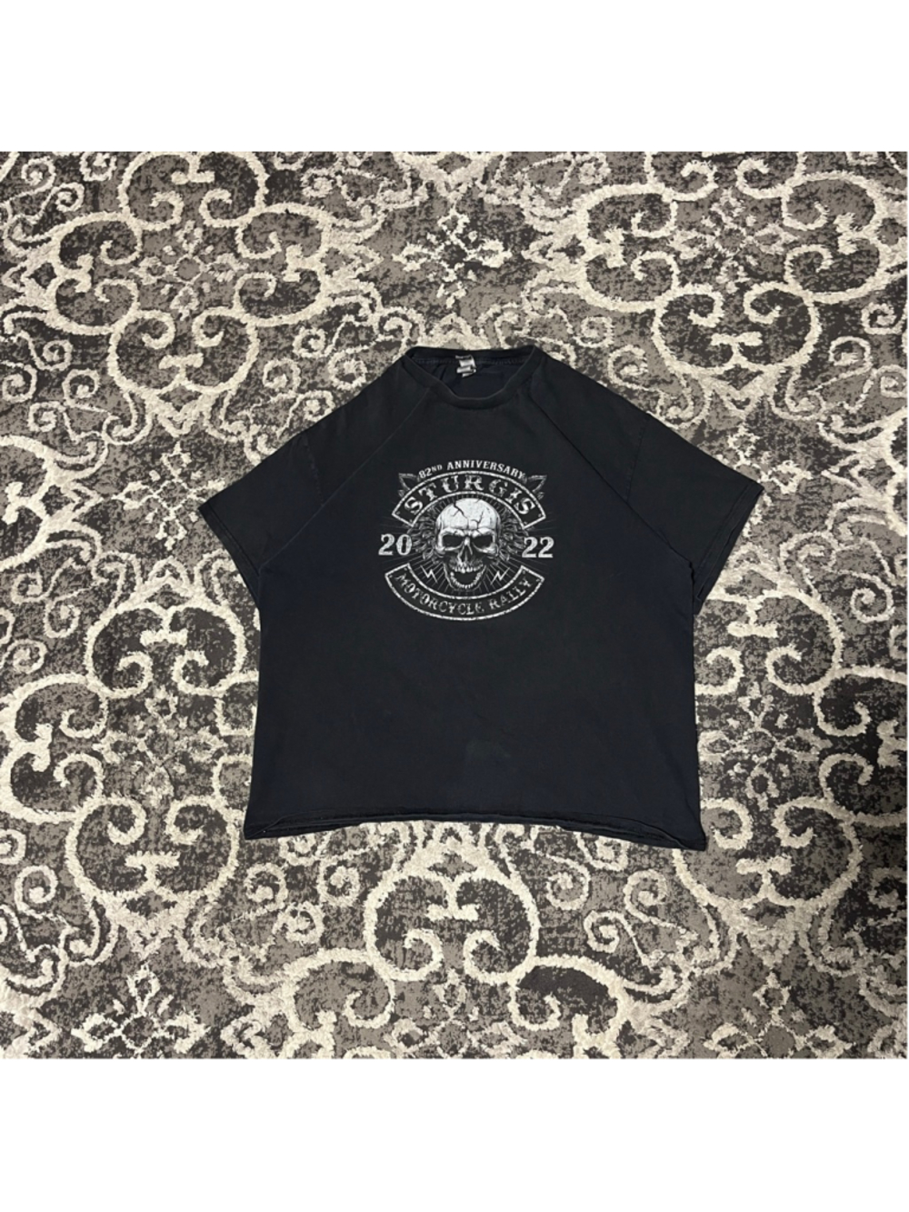Men's Gildan Black Sturgis 82nd Anniversary Skull Short Sleeve Tee XL
